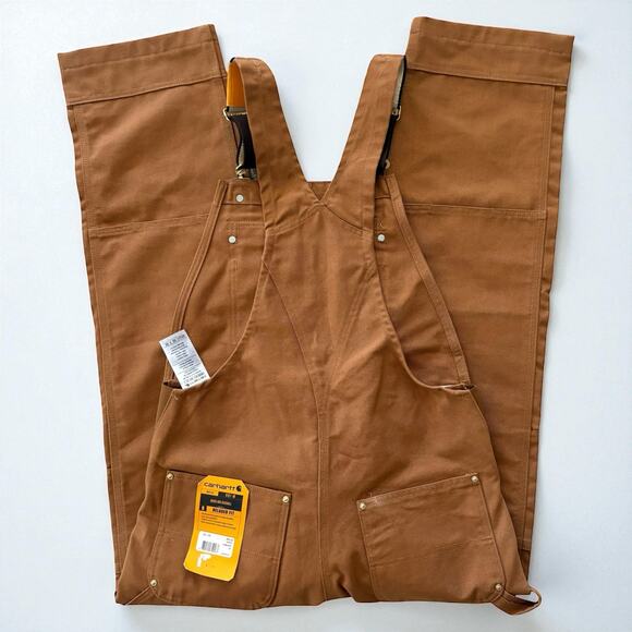 Carhartt Duck Bib Overall 32x32 Relaxed Fit NEW Carpenter Brown R01-M - Picture 2 of 16